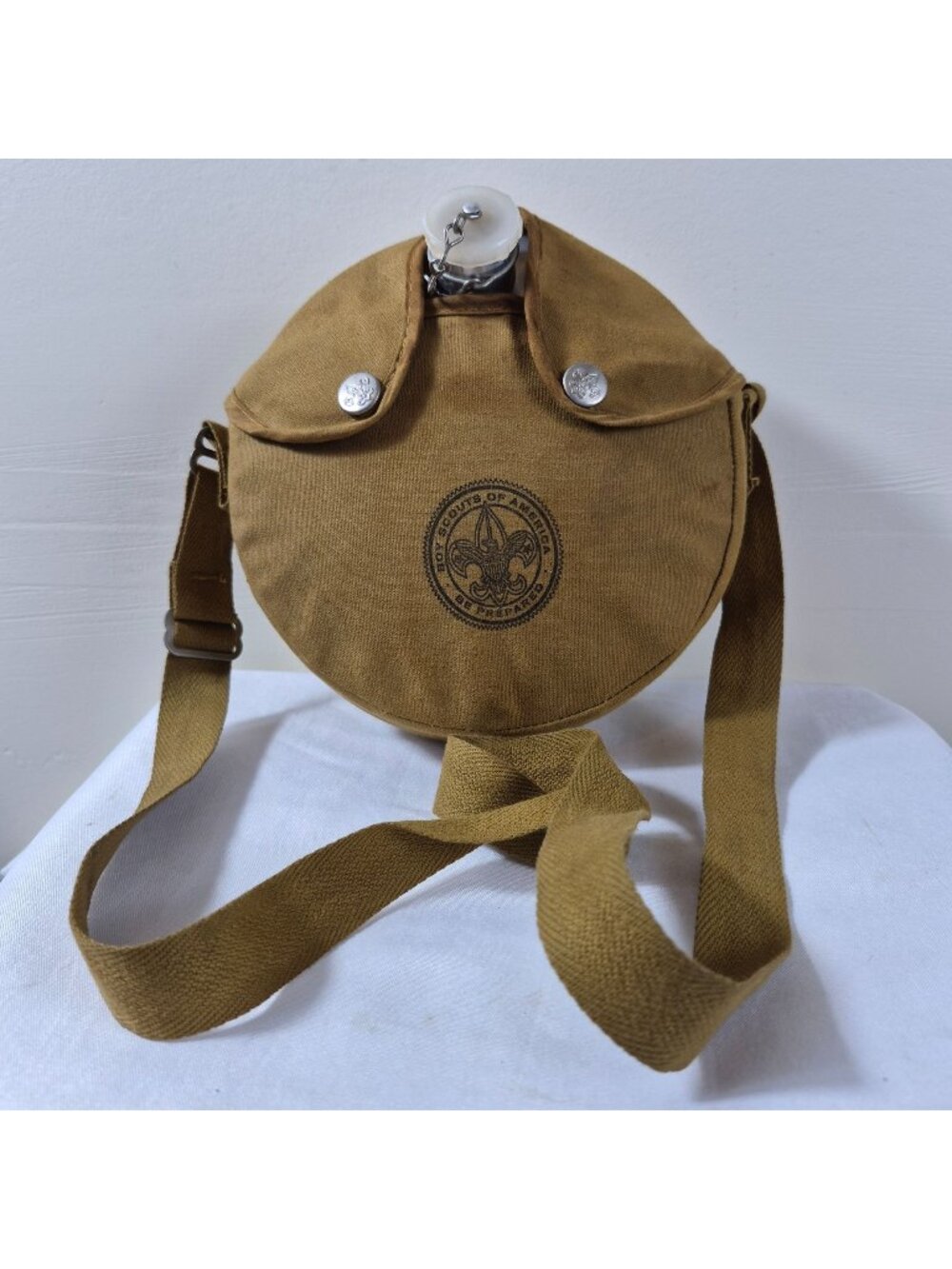 Vintage Boy Scouts of America BSA Aluminum Canteen Canvas Cover Strap